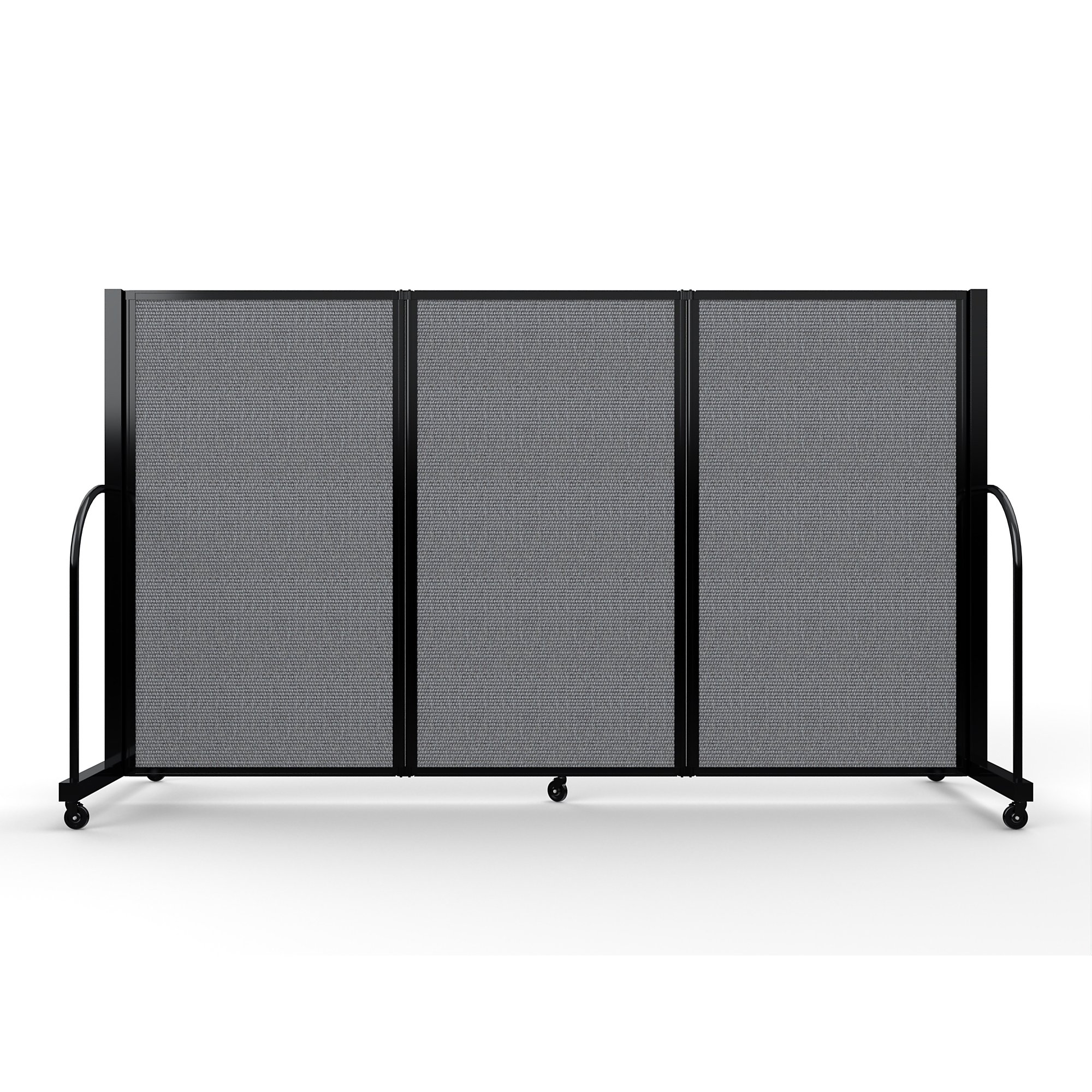 Screenflex Full Motion Divider — 5ft. x 8ft. 7in., Black Frame, Stone, Model# FSH-503-B-DG